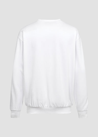 Hvid unisex sweatshirt fra Perfect Jeans,  set bagfra.